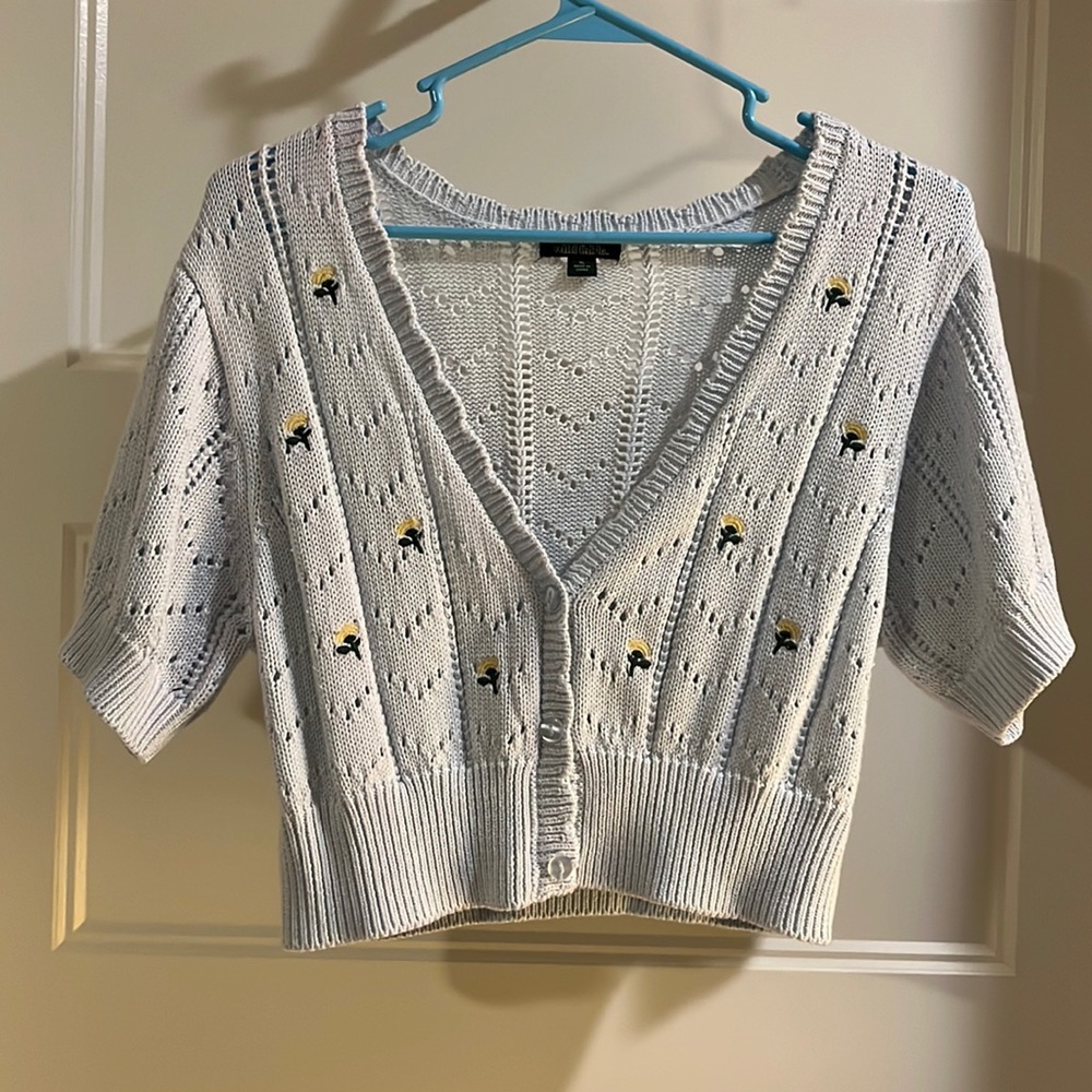 Light blue Shrug with flower detail